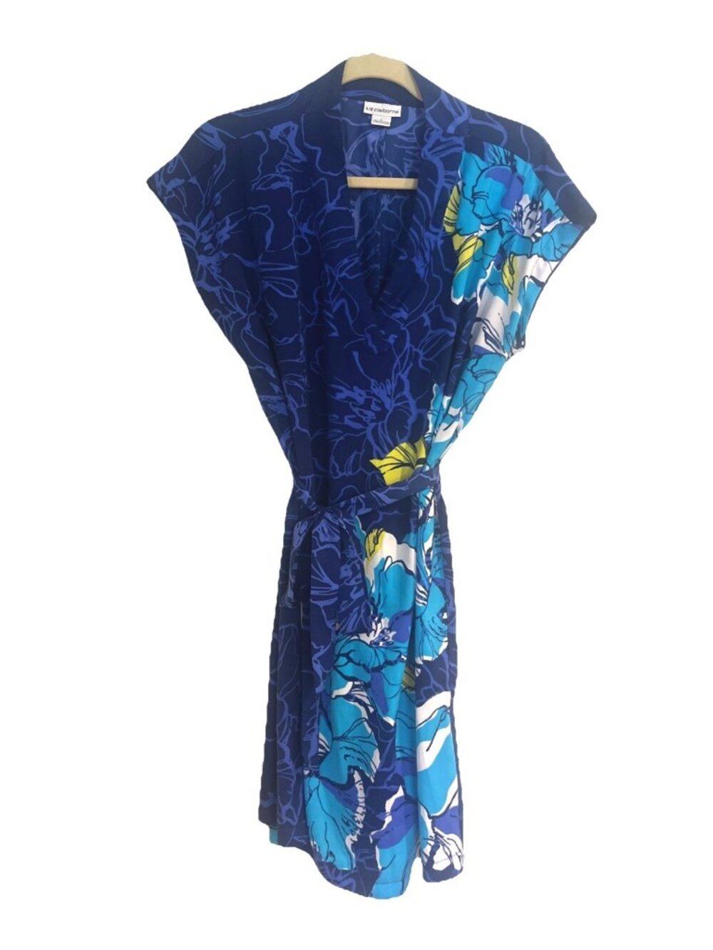 Liz Claiborne Dress Size Large pull on soft and simple  blue hot hous tropical